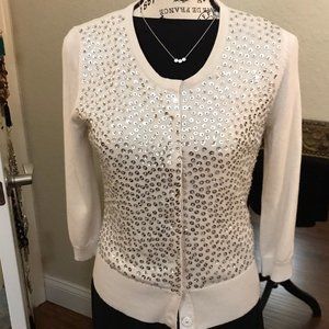 WH/BM Cream Sweater with Silver Sequins NWT